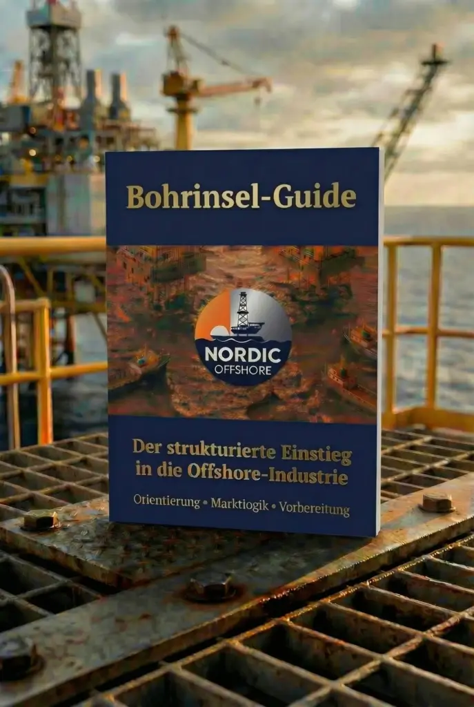 Ein Bohrinsel E-Book platziert auf einer Bohrplattform